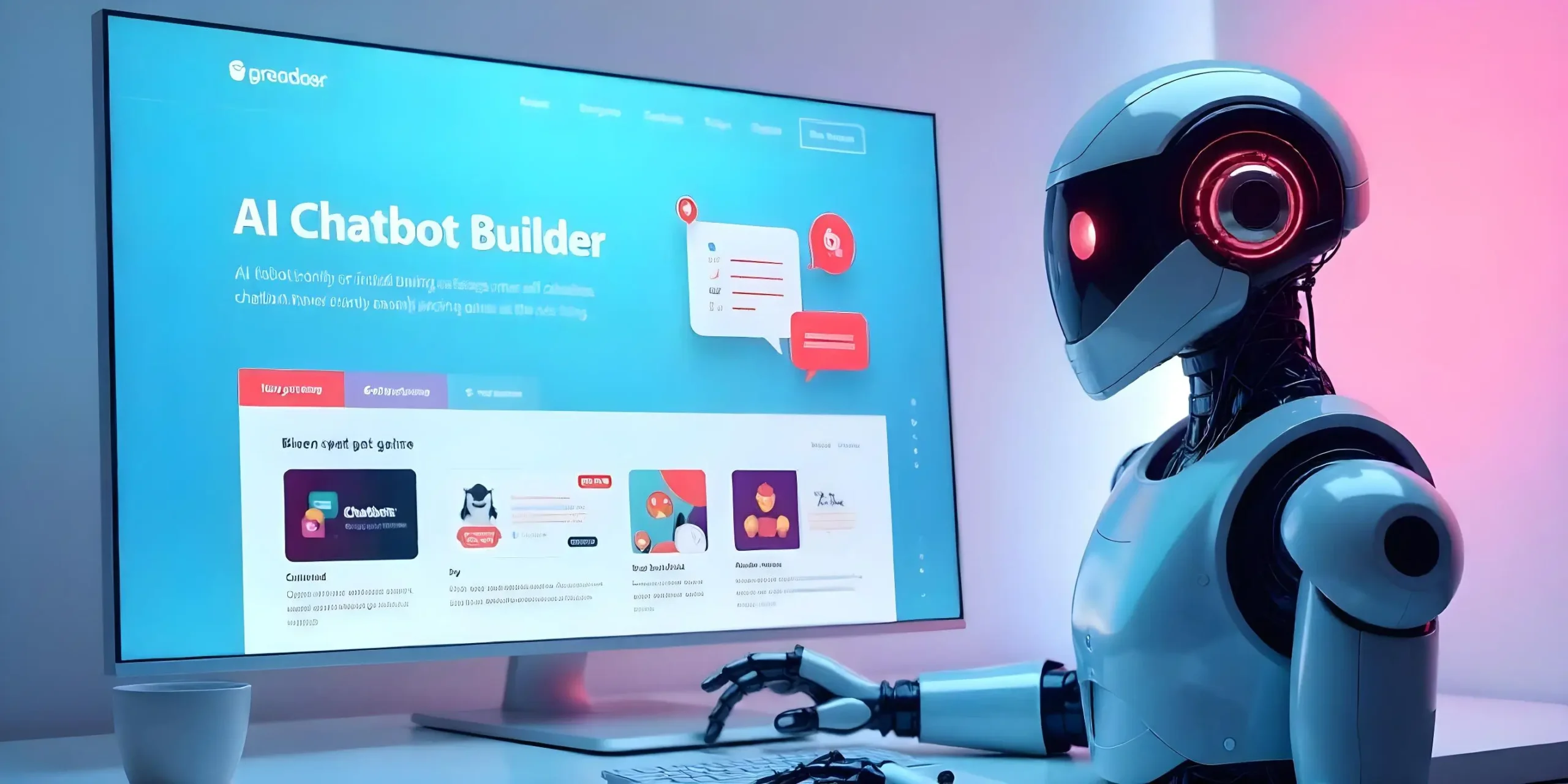 AI chatbot builder interface for a business website.